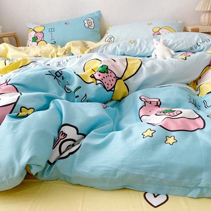 91家纺网 家纺一手货源 找家纺 顾里 2020新款ins网红全棉四件套 草莓乐园