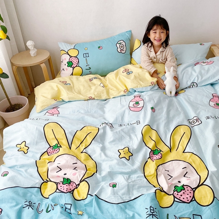 91家纺网 家纺一手货源 找家纺 顾里 2020新款ins网红全棉四件套 草莓乐园