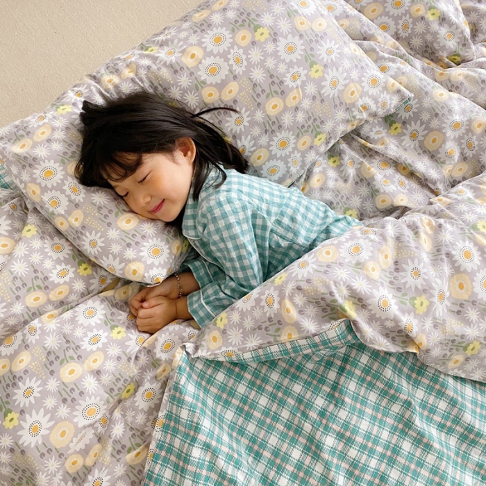 91家纺网 家纺一手货源 找家纺 顾里 2020新款ins网红全棉四件套 雏菊灰