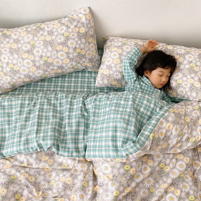 91家纺网 家纺一手货源 找家纺 顾里 2020新款ins网红全棉四件套 雏菊灰