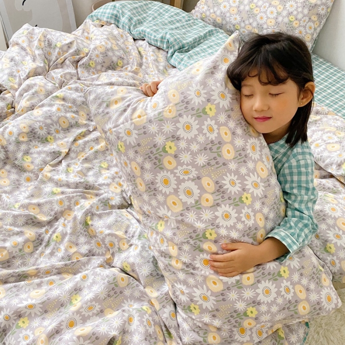 91家纺网 家纺一手货源 找家纺 顾里 2020新款ins网红全棉四件套 雏菊灰