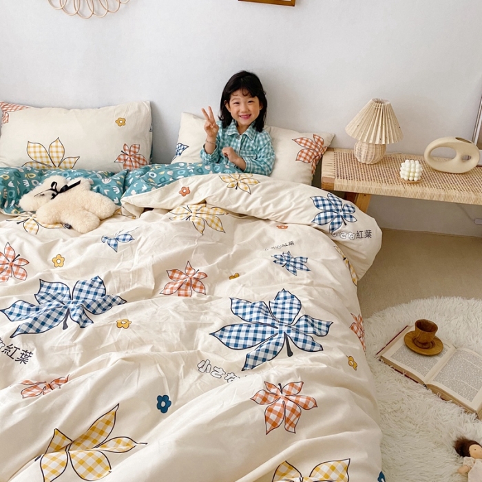 91家纺网 家纺一手货源 找家纺 顾里 2020新款ins网红全棉四件套 红叶