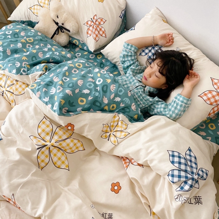 91家纺网 家纺一手货源 找家纺 顾里 2020新款ins网红全棉四件套 红叶