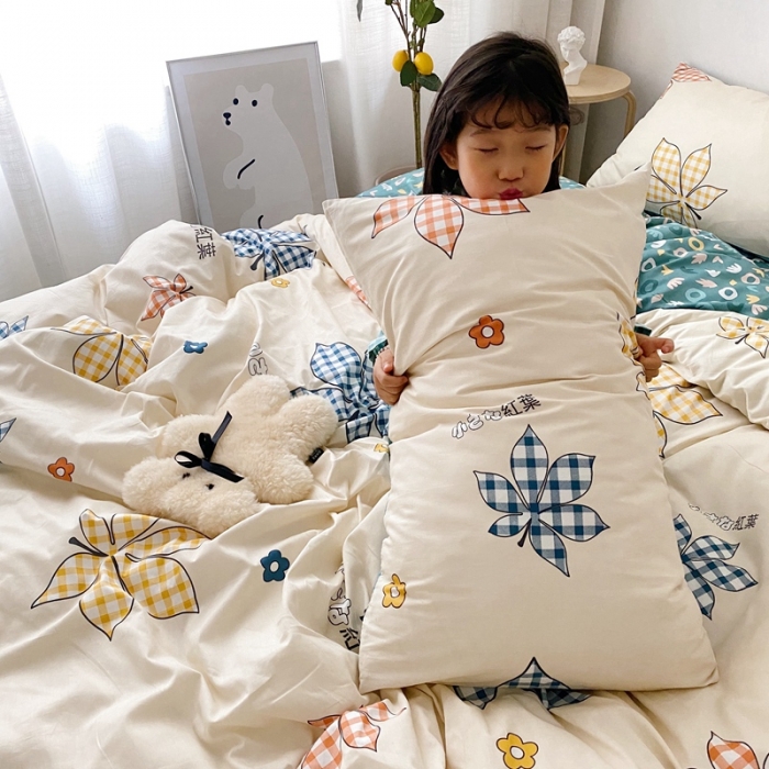 91家纺网 家纺一手货源 找家纺 顾里 2020新款ins网红全棉四件套 红叶