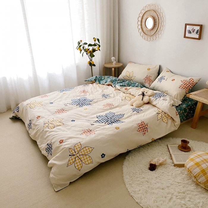 91家纺网 家纺一手货源 找家纺 顾里 2020新款ins网红全棉四件套 红叶