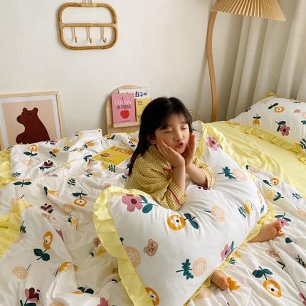 91家纺网 家纺一手货源 找家纺 （总）顾里 2020新款ins治愈小清新水洗棉夏被四件套