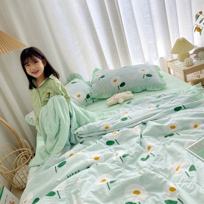 91家纺网 家纺一手货源 找家纺 顾里 2020新款ins治愈小清新水洗棉夏被四件套 日式小花