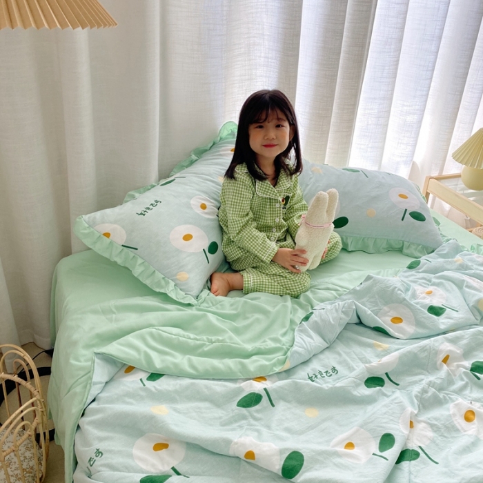 91家纺网 家纺一手货源 找家纺 顾里 2020新款ins治愈小清新水洗棉夏被四件套 日式小花