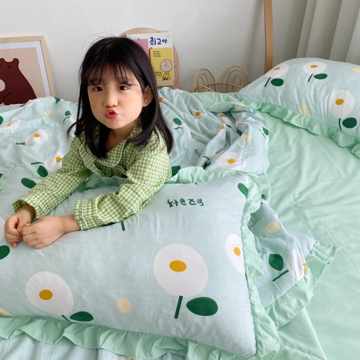 91家纺网 家纺一手货源 找家纺 顾里 2020新款ins治愈小清新水洗棉夏被四件套 日式小花