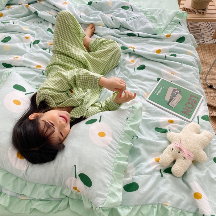 91家纺网 家纺一手货源 找家纺 顾里 2020新款ins治愈小清新水洗棉夏被四件套 日式小花