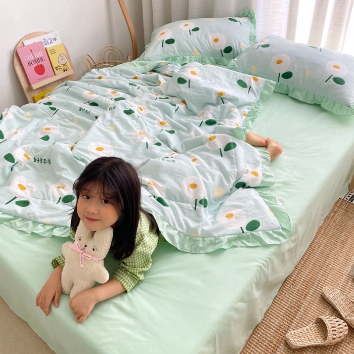 91家纺网 家纺一手货源 找家纺 顾里 2020新款ins治愈小清新水洗棉夏被四件套 日式小花