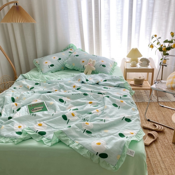 91家纺网 家纺一手货源 找家纺 顾里 2020新款ins治愈小清新水洗棉夏被四件套 日式小花