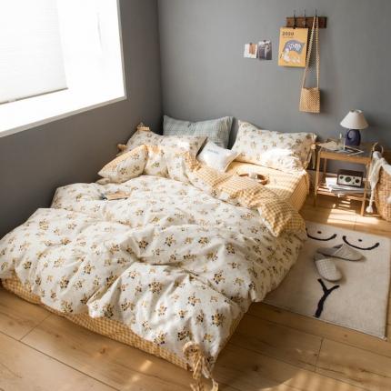 91家纺网 家纺一手货源 找家纺 顾里 2020新款全棉韩式碎花四件套 黄色碎花