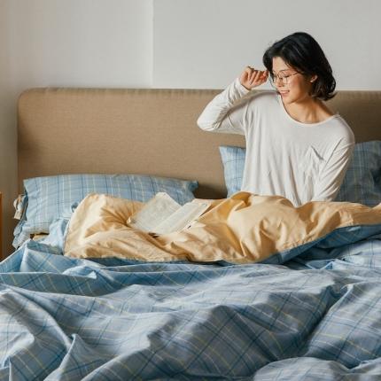 91家纺网 家纺一手货源 找家纺 （总）顾里 2020新款全棉系带复古格纹四件套