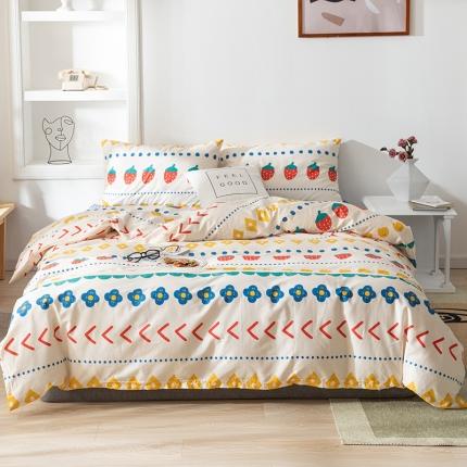 91家纺网 家纺一手货源 找家纺 珺柔家纺 2020新款13070全棉四件套 波西草莓