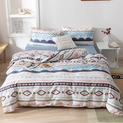 91家纺网 家纺一手货源 找家纺 珺柔家纺 2020新款13070全棉四件套 波西小鸭