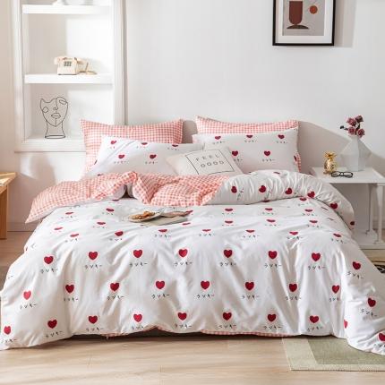 91家纺网 家纺一手货源 找家纺 珺柔家纺 2020新款13070全棉四件套 日文小爱心