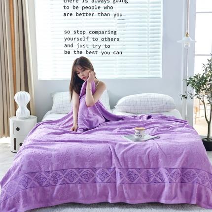 百花毛巾 2020新款欧典风尚毛巾被 欧典风尚紫