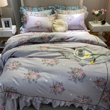 91家纺网 家纺一手货源 找家纺 菊上 2020款美式铂金系列四件套实拍图 瑞丽-咖