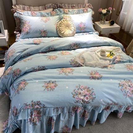 91家纺网 家纺一手货源 找家纺 菊上 2020款美式铂金系列四件套实拍图 瑞丽-蓝