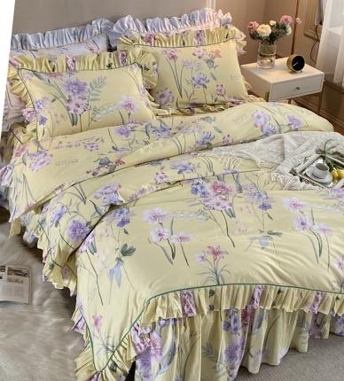 91家纺网 家纺一手货源 找家纺 菊上 2020款美式铂金系列四件套实拍图 花美