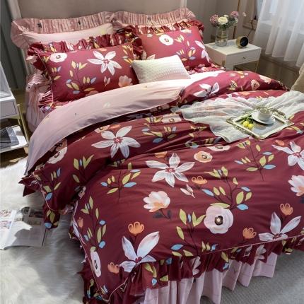 菊上 2020款美式铂金系列四件套实拍图 念红