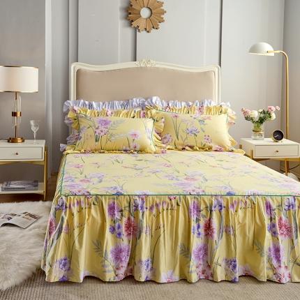 91家纺网 家纺一手货源 找家纺 （总）菊上 2020新款全棉13372印花床裙三件套