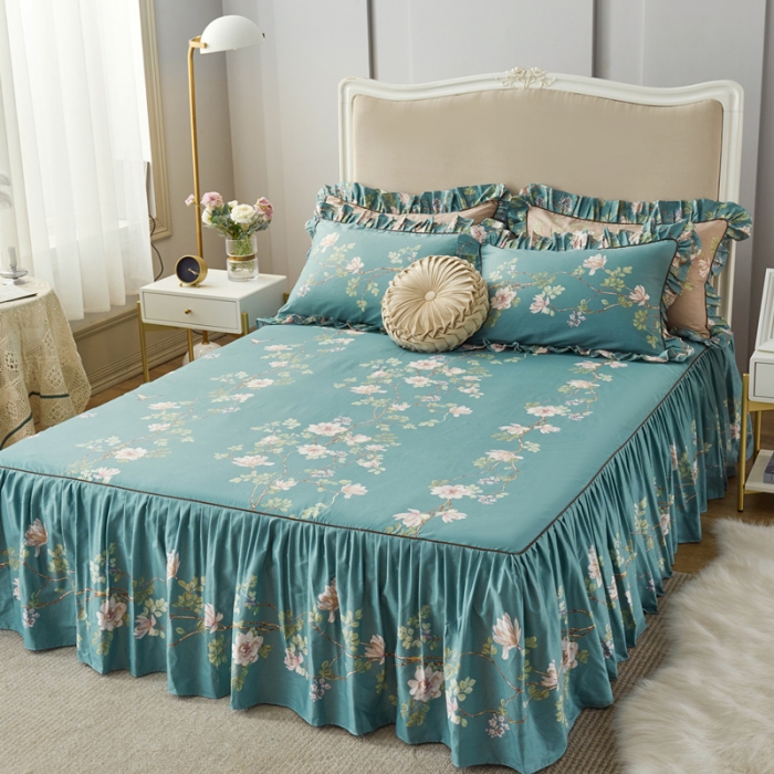 91家纺网 家纺一手货源 找家纺 （总）菊上 2020新款全棉13372印花床裙三件套