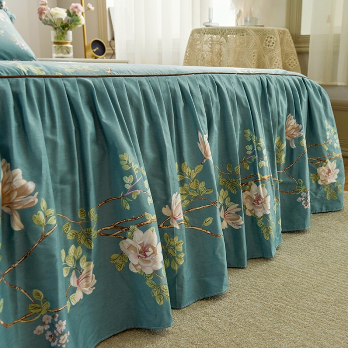 91家纺网 家纺一手货源 找家纺 （总）菊上 2020新款全棉13372印花床裙三件套