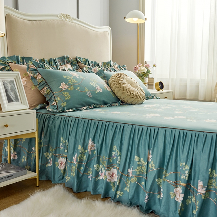 91家纺网 家纺一手货源 找家纺 （总）菊上 2020新款全棉13372印花床裙三件套