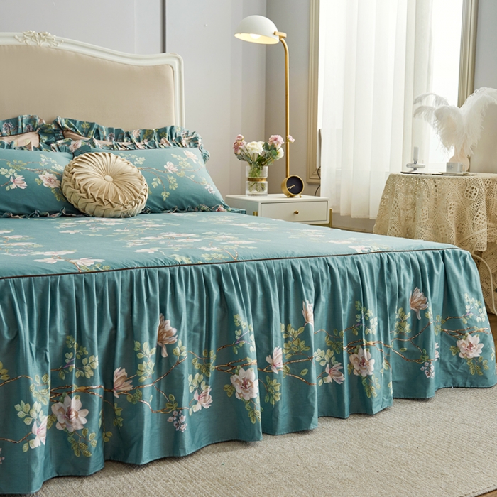 91家纺网 家纺一手货源 找家纺 （总）菊上 2020新款全棉13372印花床裙三件套