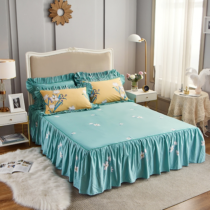 91家纺网 家纺一手货源 找家纺 菊上 2020新款全棉13372印花床裙三件套 爱丽丝