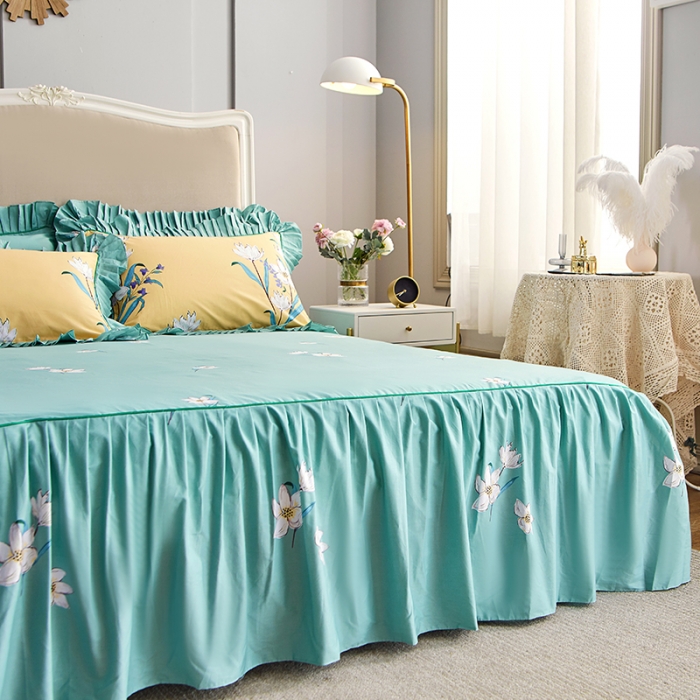 91家纺网 家纺一手货源 找家纺 菊上 2020新款全棉13372印花床裙三件套 爱丽丝