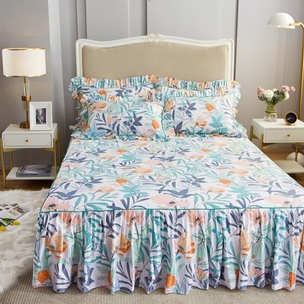 91家纺网 家纺一手货源 找家纺 菊上 2020新款全棉13372印花床裙三件套 半夏