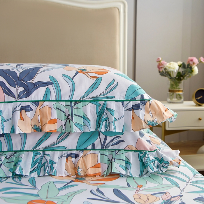 91家纺网 家纺一手货源 找家纺 菊上 2020新款全棉13372印花床裙三件套 半夏