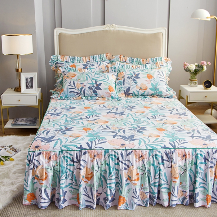 91家纺网 家纺一手货源 找家纺 菊上 2020新款全棉13372印花床裙三件套 半夏