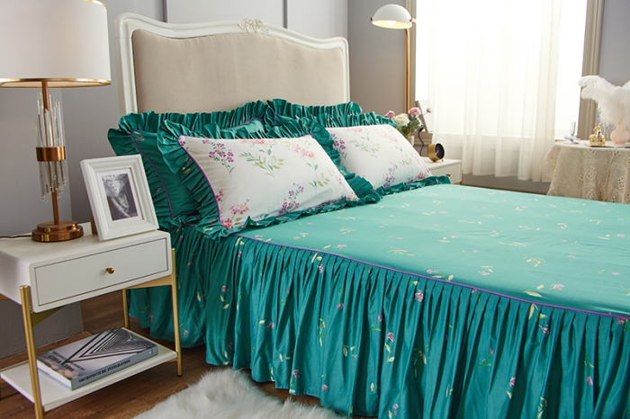 91家纺网 家纺一手货源 找家纺 菊上 2020新款全棉13372印花床裙三件套 采薇