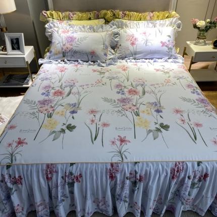 91家纺网 家纺一手货源 找家纺 菊上 2020新款全棉13372印花床裙三件套 纯美