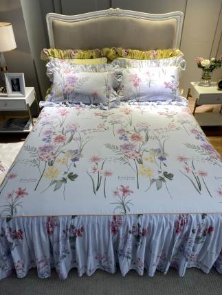 菊上 2020新款全棉13372印花床裙三件套 纯美