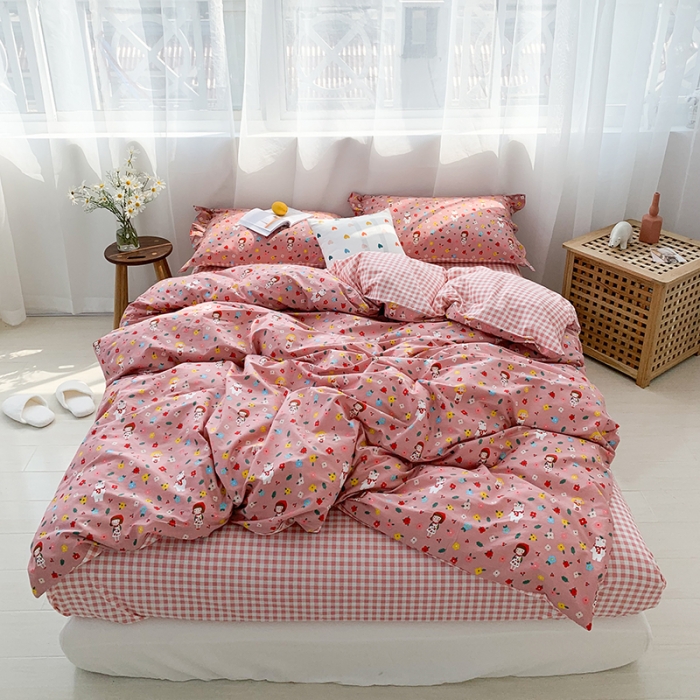 91家纺网 家纺一手货源 找家纺 狠狠爱 2020新款印花四件套 猫步少女