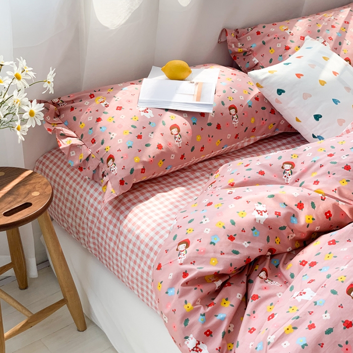 91家纺网 家纺一手货源 找家纺 狠狠爱 2020新款印花四件套 猫步少女