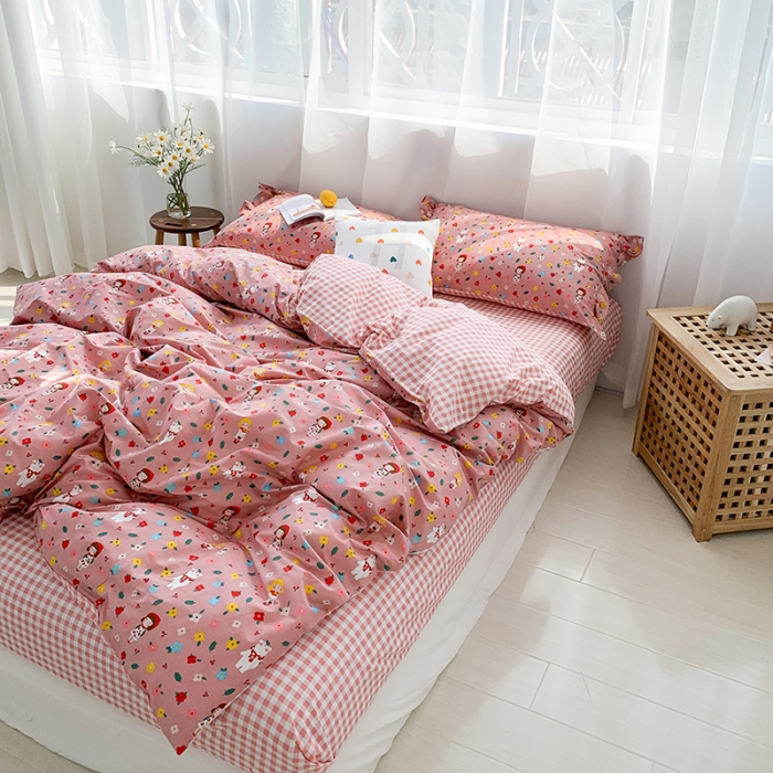 91家纺网 家纺一手货源 找家纺 狠狠爱 2020新款印花四件套 猫步少女