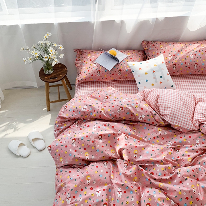 91家纺网 家纺一手货源 找家纺 狠狠爱 2020新款印花四件套 猫步少女