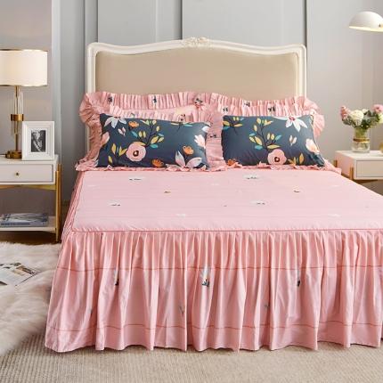 91家纺网 家纺一手货源 找家纺 菊上 2020新款全棉13372印花床裙三件套 画春