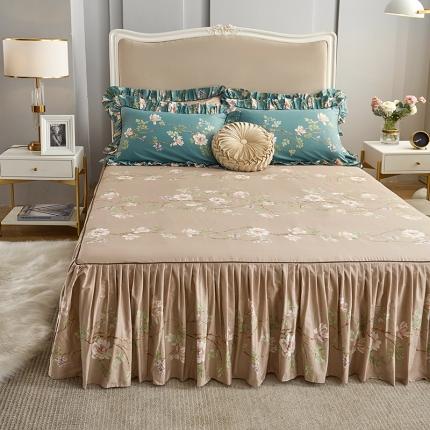 91家纺网 家纺一手货源 找家纺 菊上 2020新款全棉13372印花床裙三件套 绮梦