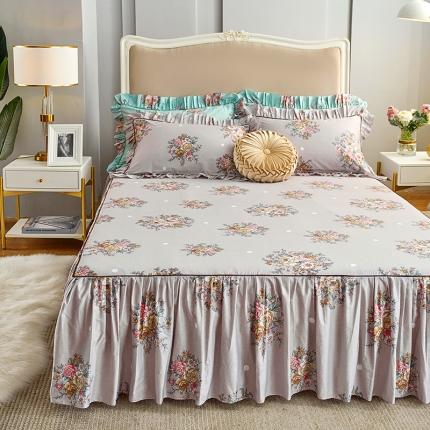 91家纺网 家纺一手货源 找家纺 菊上 2020新款全棉13372印花床裙三件套 瑞丽咖