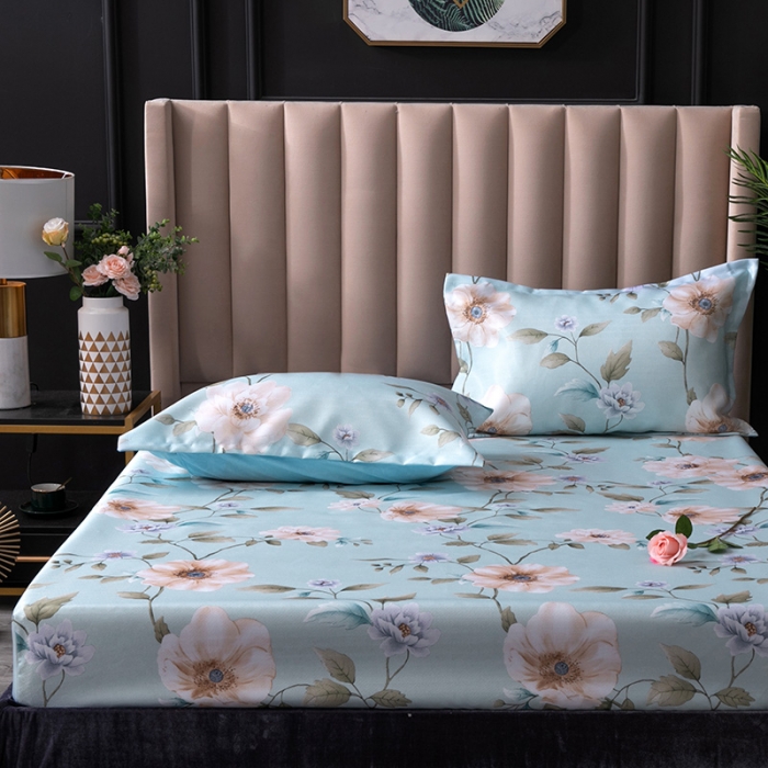 91家纺网 家纺一手货源 找家纺 棉生活 春夏新品600D冰丝软凉席三件套床笠款 花间梦