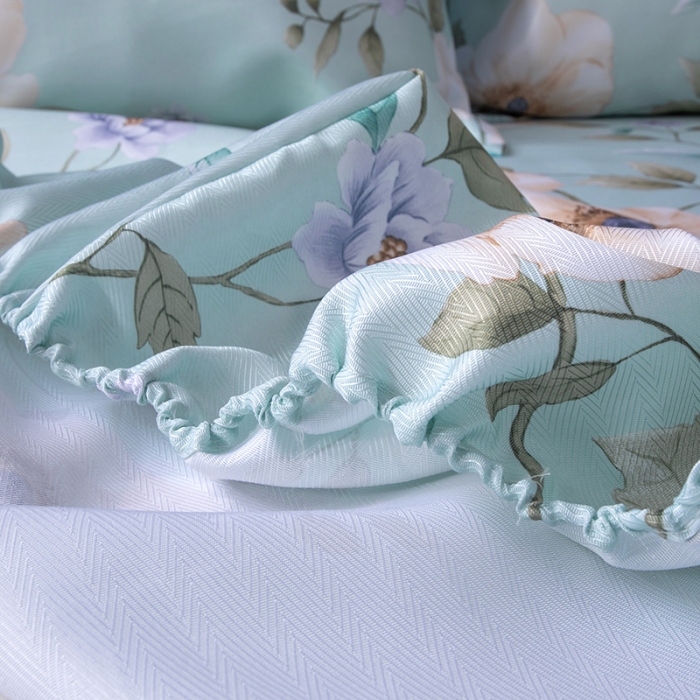 91家纺网 家纺一手货源 找家纺 棉生活 春夏新品600D冰丝软凉席三件套床笠款 花间梦