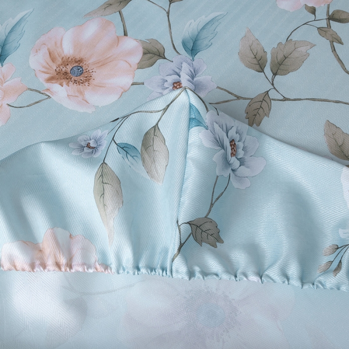 91家纺网 家纺一手货源 找家纺 棉生活 春夏新品600D冰丝软凉席三件套床笠款 花间梦