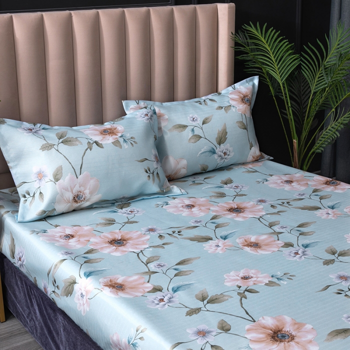 91家纺网 家纺一手货源 找家纺 棉生活 春夏新品600D冰丝软凉席三件套床笠款 花间梦